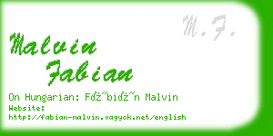 malvin fabian business card